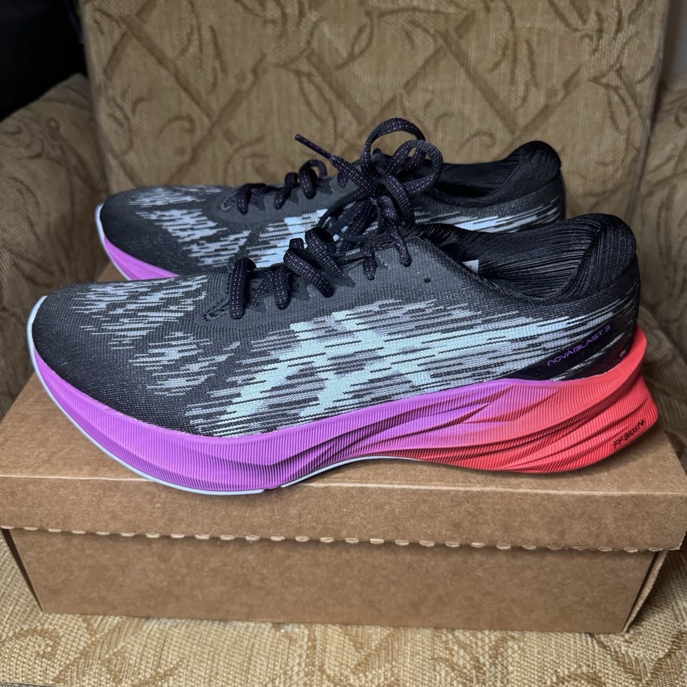Asics Novablast 3 Shoes Womens Size 11 Black Sneakers Running Athletic Purple